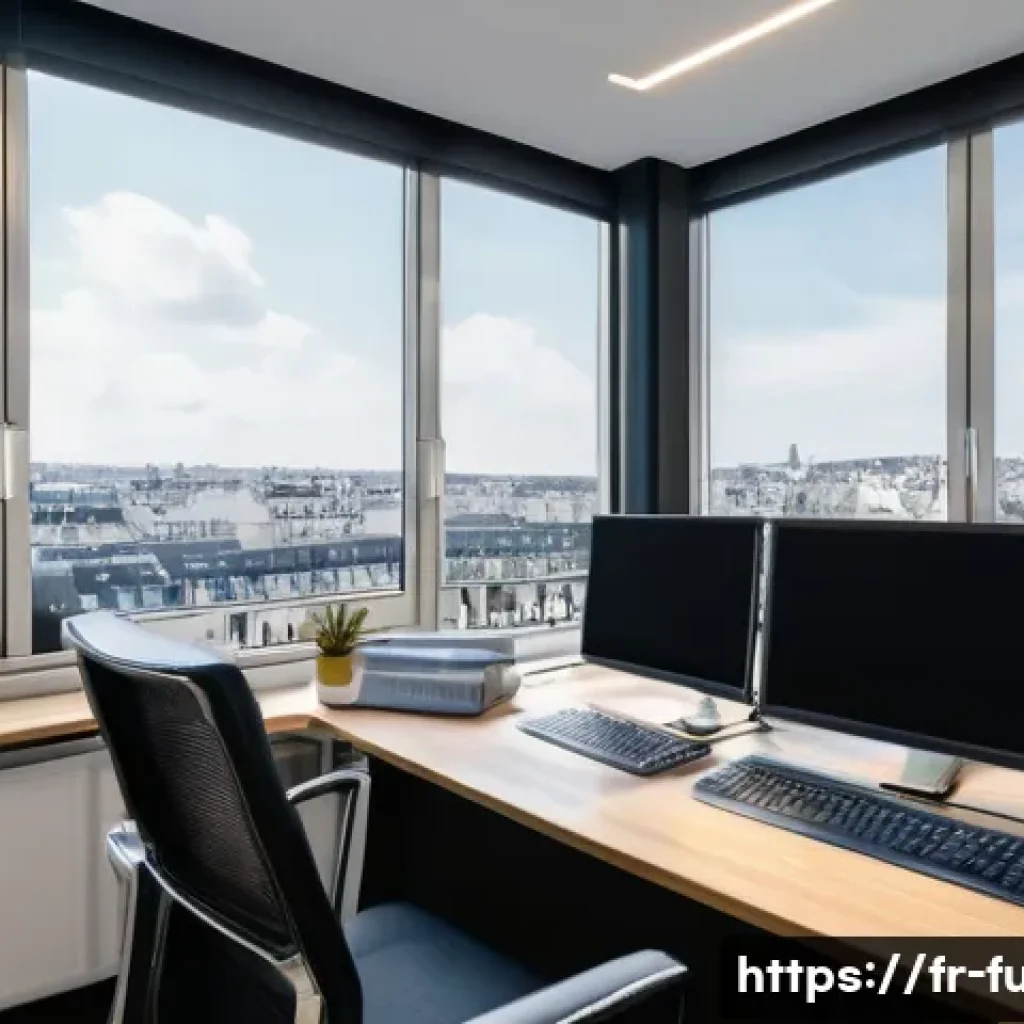 펀드투자상담사 관련 금융 기술 활용 사례 - **Prompt:** A modern, well-lit financial advisor's office in Paris. A sharply dressed, friendly fema...
