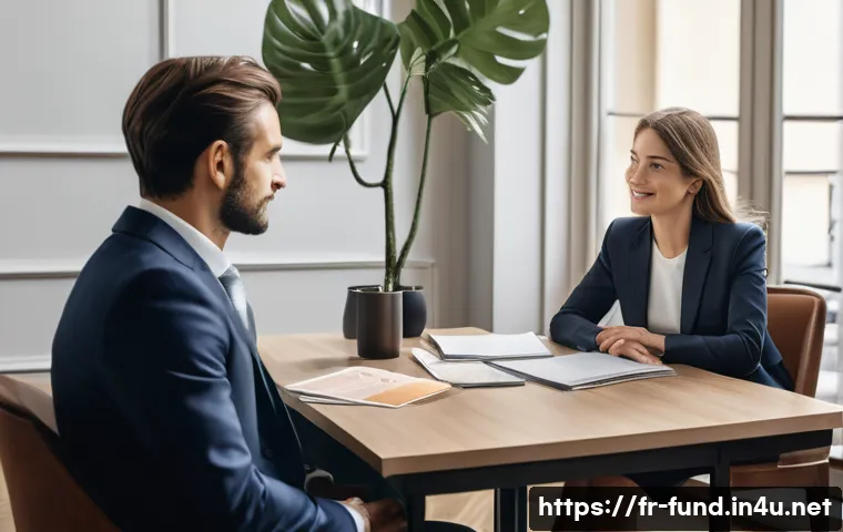 펀드투자상담사로서 고객 신뢰를 얻는 방법 - A warm and inviting financial advisory office in Paris, bathed in soft, natural light. A male financ...