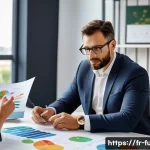 Home 21 펀드투자상담사로서 고객 만족도를 높이는 법 - A professional financial advisor attentively listening to a diverse group of French investors in a m...