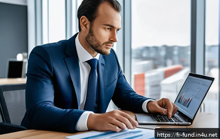 펀드투자상담사 자격증 응시자격 검토 - A professional French financial investment advisor in a modern office setting, dressed in smart busi...