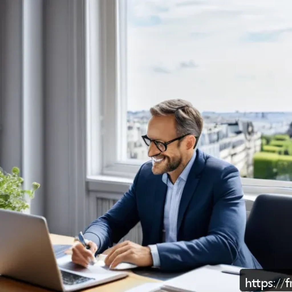 펀드투자상담사 경력직 인터뷰 사례 - A professional financial advisor in a modern Parisian office setting, engaging attentively with a mi...